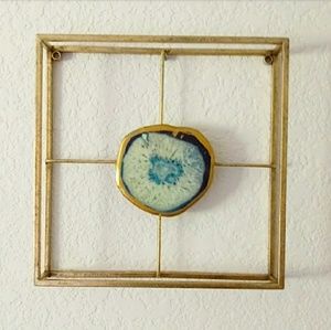 NWOT Gold Metal Agate Stone Wall Decor #1